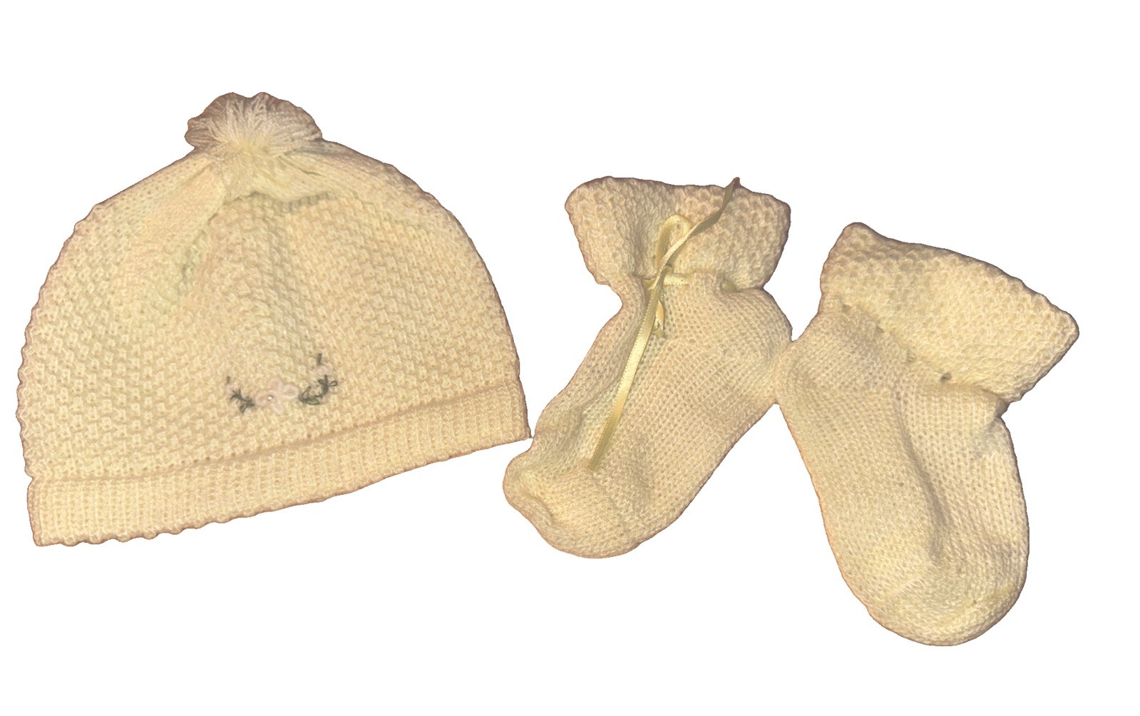 Latnel Knit Baby Sweater 3 Pc Set Cardigan Hat Booties Butter Yellow 6-12 Month