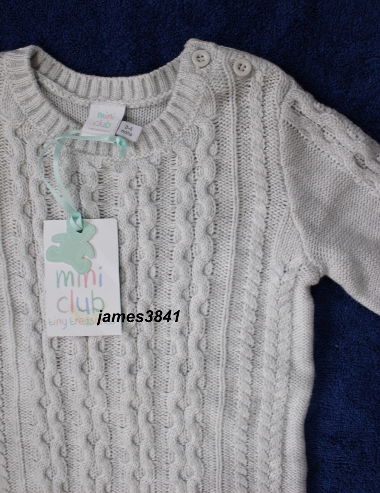 Mini Club Baby Boy GREY CABLE KNIT ROMPER All-in-1 Christmas Xmas Outfit 3-6 BN