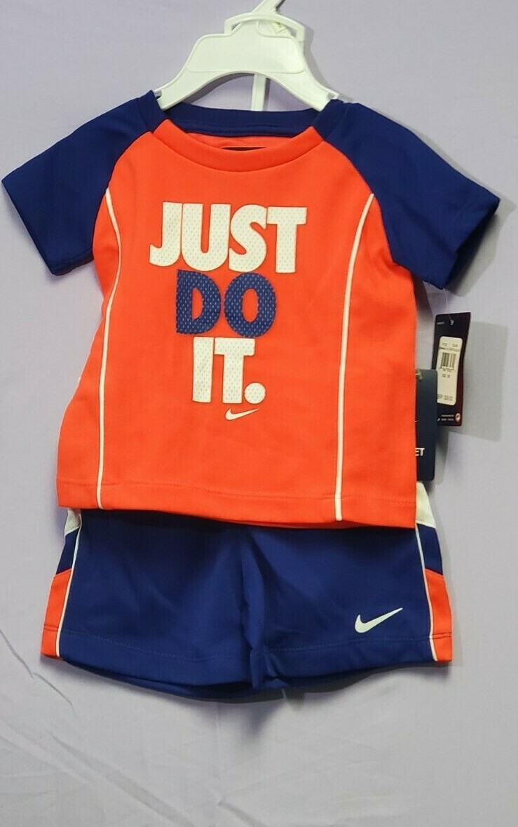 Nike “Just Do It” 2 pc. Boy’s short sets. 2 diff. sizes. Orange and Blue.3 left