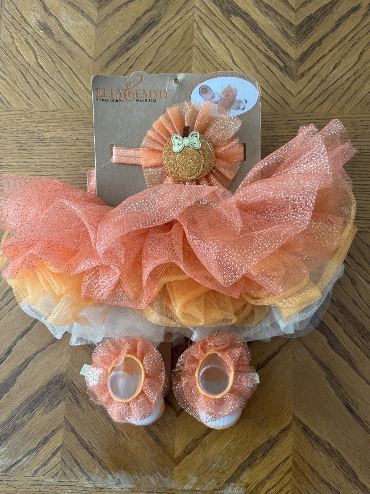 ELLY&EMMY 3 PC TUTU SET Fall 0-12 M Headband, TUTU, Booties Photo OP Baby New