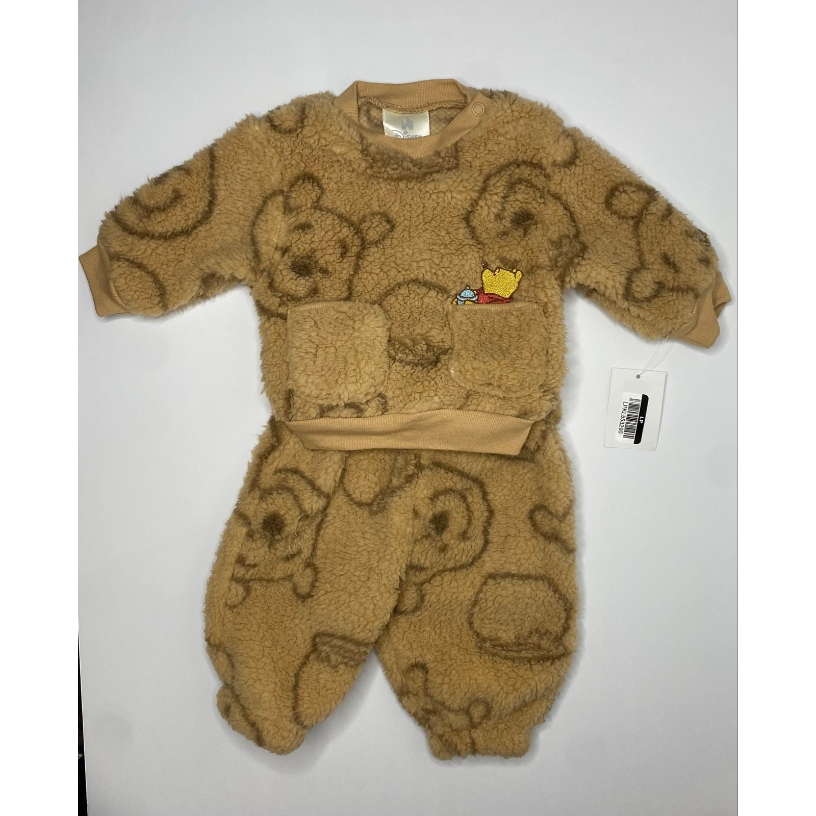 Baby Disney Winnie the Pooh Faux Shearling Fleece Top & Bottom Set, Newborn, NWT