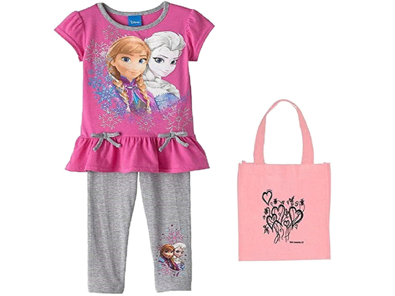 Disney Frozen Little Girls’ Bow Top & Leggings Set & Tote – 3 Piece Gift Set