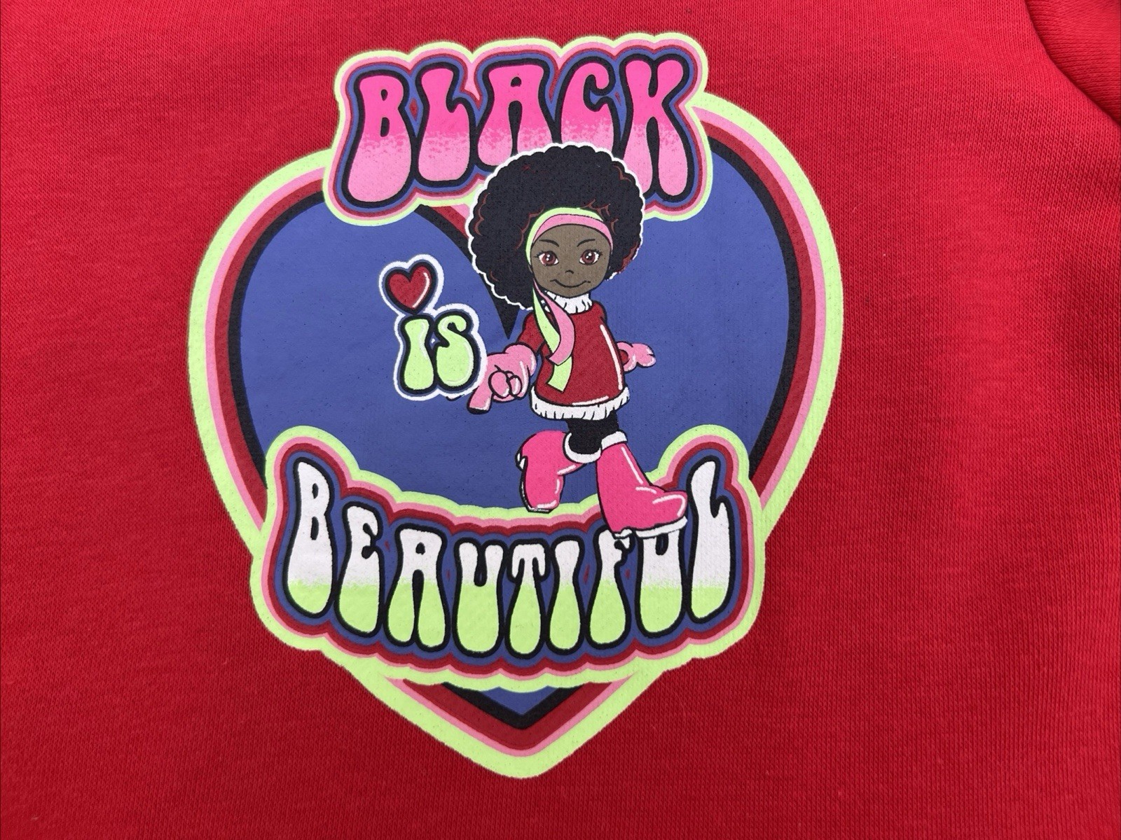 INDENT Toddler Girls Black is Beautiful Red L/S Casual Kidcore Sweatshirt|Sz:18M