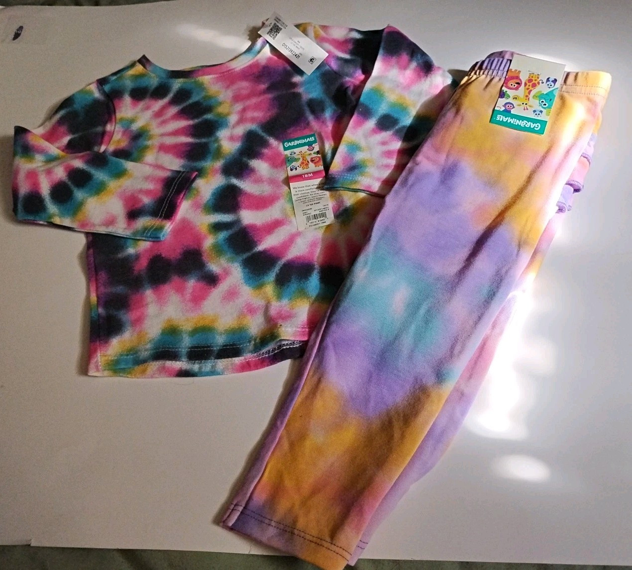 NWT Garanimals 2Pc Girls Tie Dye Print Leggings W/ Butt Ruffles+ Top 18 mo. NWT