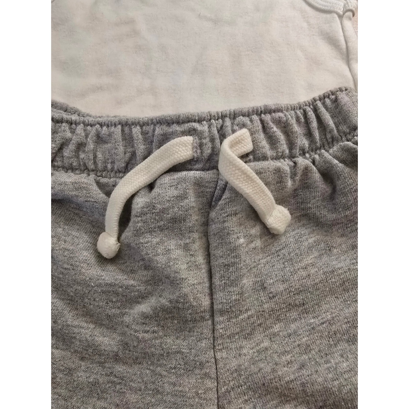 Carters Baby Boy 12M White Sleeveless Bodysuit and Gray Shorts 2pc Set