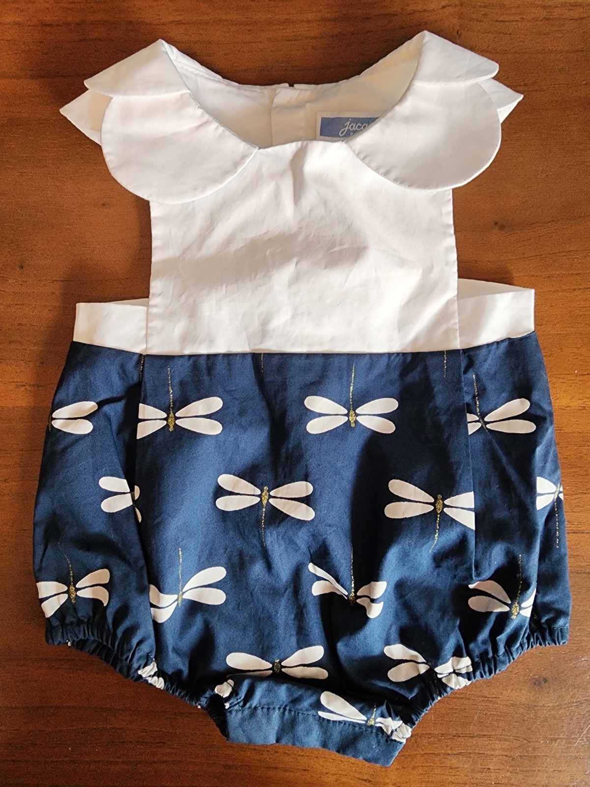 NEW Jacadi Baby Girls Size 1 Months Dragonfly Romper Petal Collar Paris NWT