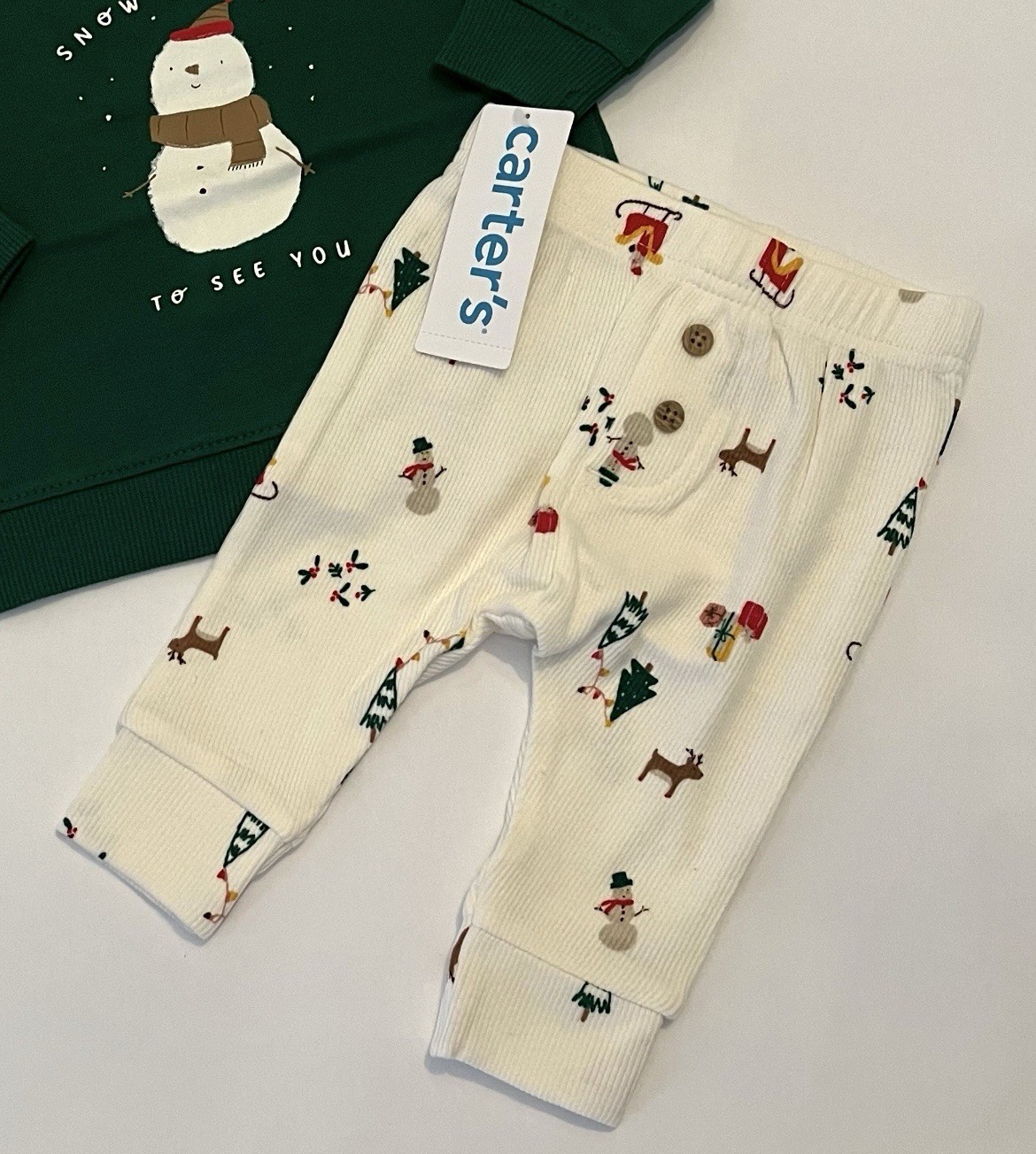 Carters Baby Boy Christmas Clothes 3 Months Pants Shirt 2 PC Cute Winter Outfit