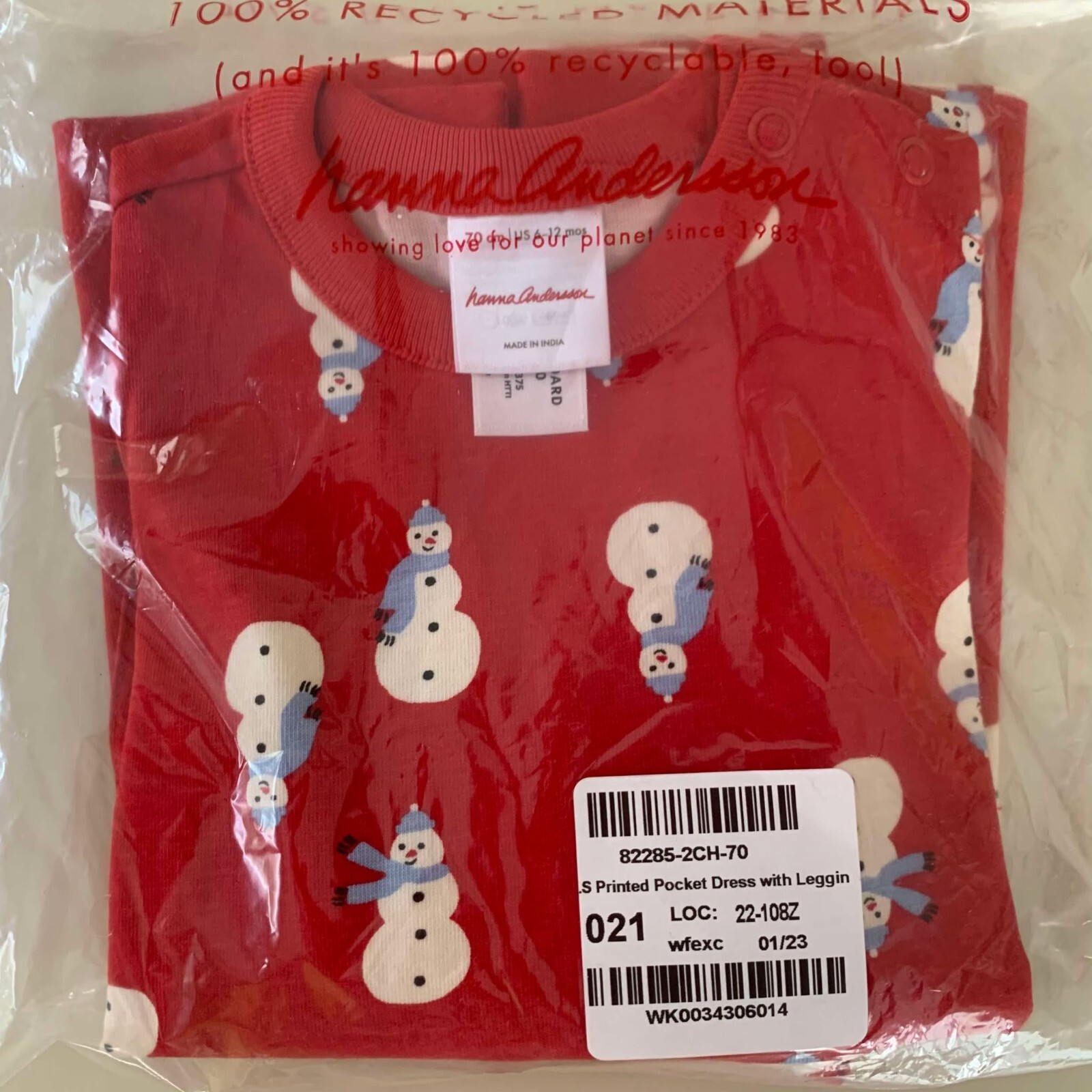 Hanna Andersson Soft-Cute Pocket Dress & Leggings Set. Size 6–12 Months, 70 cm