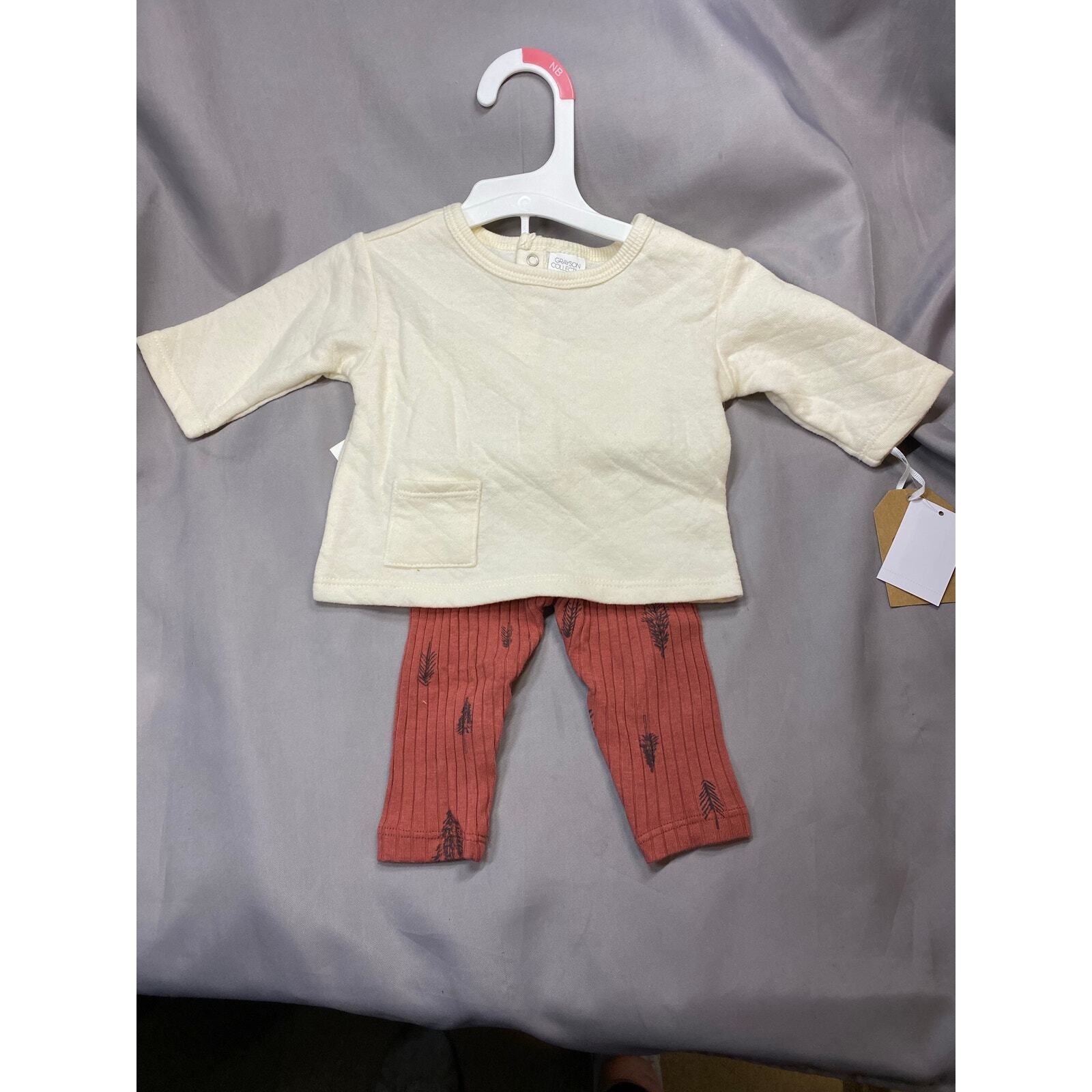 NEW! Baby 2pc Quilted Pullover & Leggings Set, Rust – Boy or Girl Unisex 18 mth
