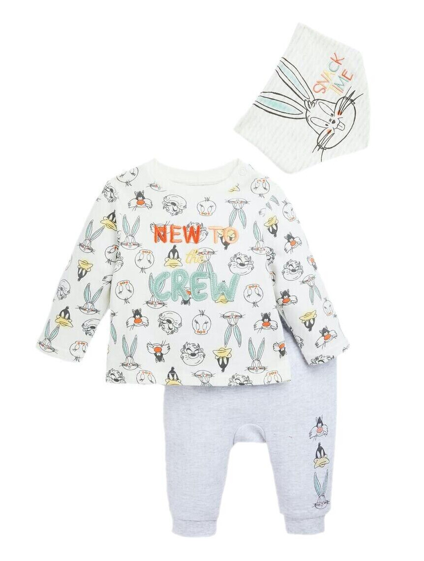 Looney Tunes Baby Suit Set 3 Piece Wrap Shirt Pants – Size 50 56 62 68 74 B1
