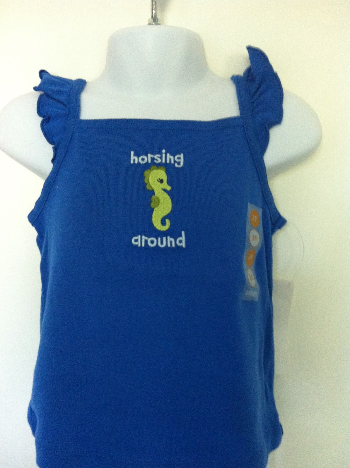 Gymboree Blue Tank Ruffle Straps Seahorse Horsing Around 12-18M NWT