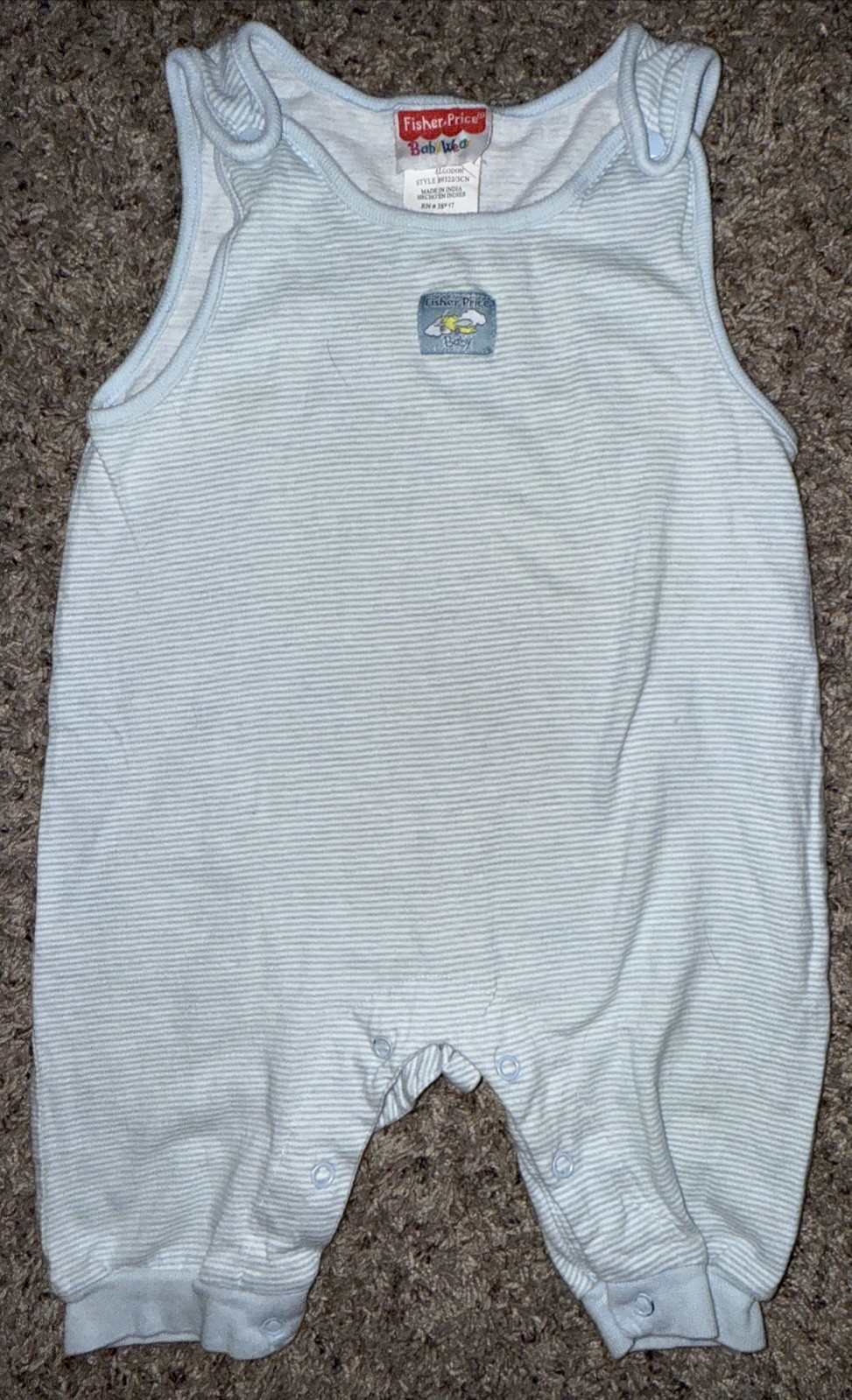 Vintage Fisher-Price Baby Wear Romper 18M Blue Stripes