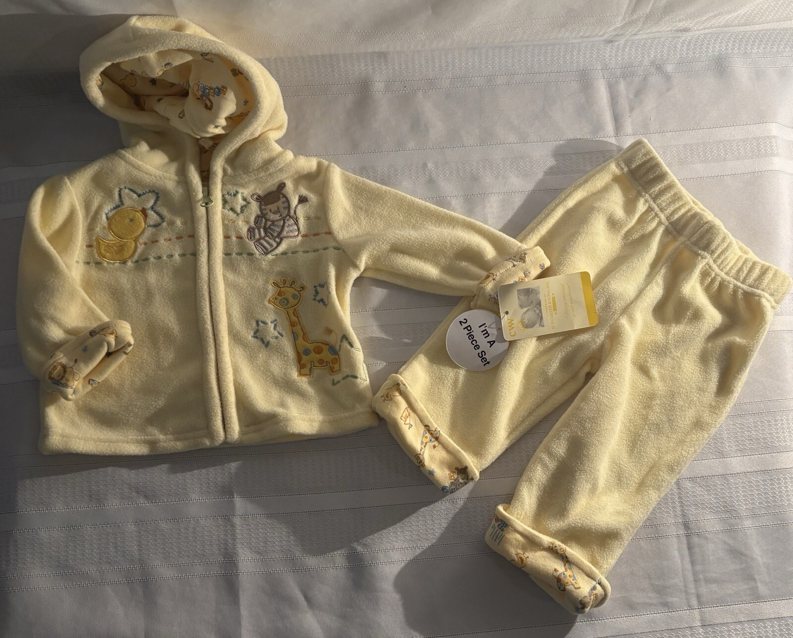NWT-H.W. Carter & Son~Yellow 2 Piece Sweater Pants Sleepwear, Size 3/6 Months