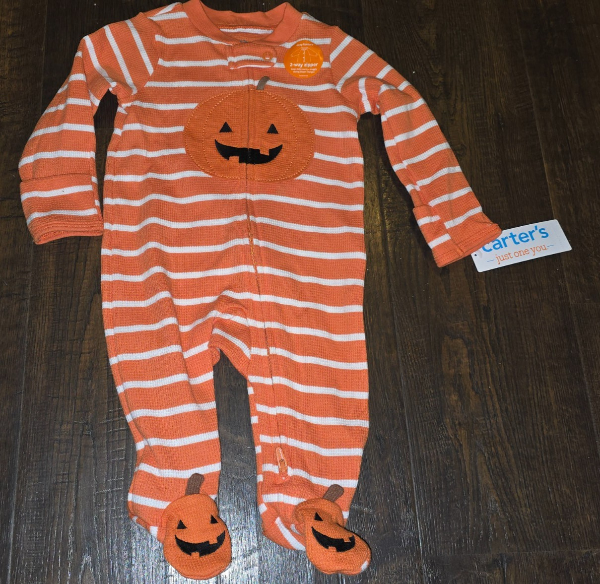 Just One You by Carters Pumpkin Halloween Sleep N Play Orange NB 3M 6M