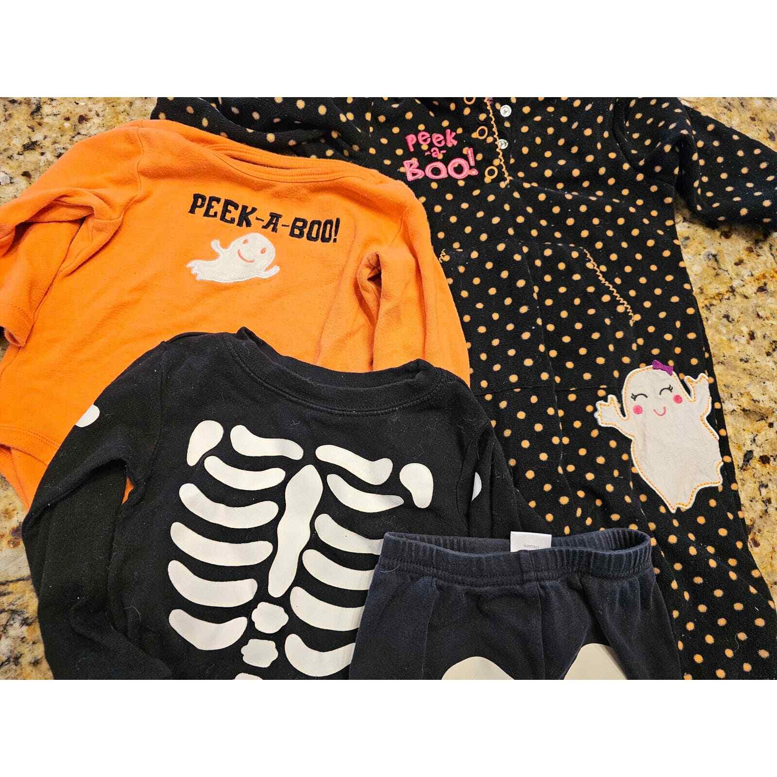 4 piece Halloween lot 9 months/ 18 month various sz brands seasonal skeleton