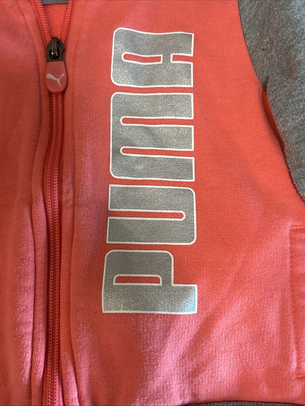 PUMA Toddler Girl 2pc Zip Jacket Jogger Sweatshirt Pant Set Size 18M Pink/Gray
