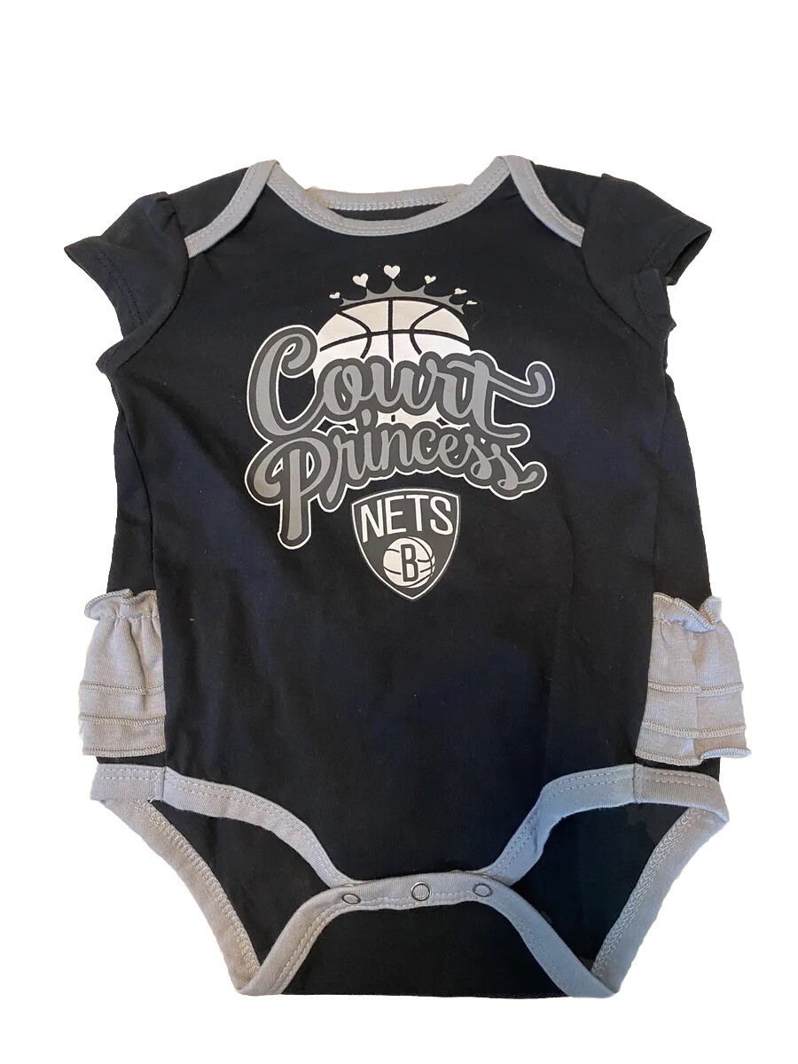 NBA 3 Piece Romper outfit 3-6 Month Baby Girl Brooklyn Nets BasketBall Black New