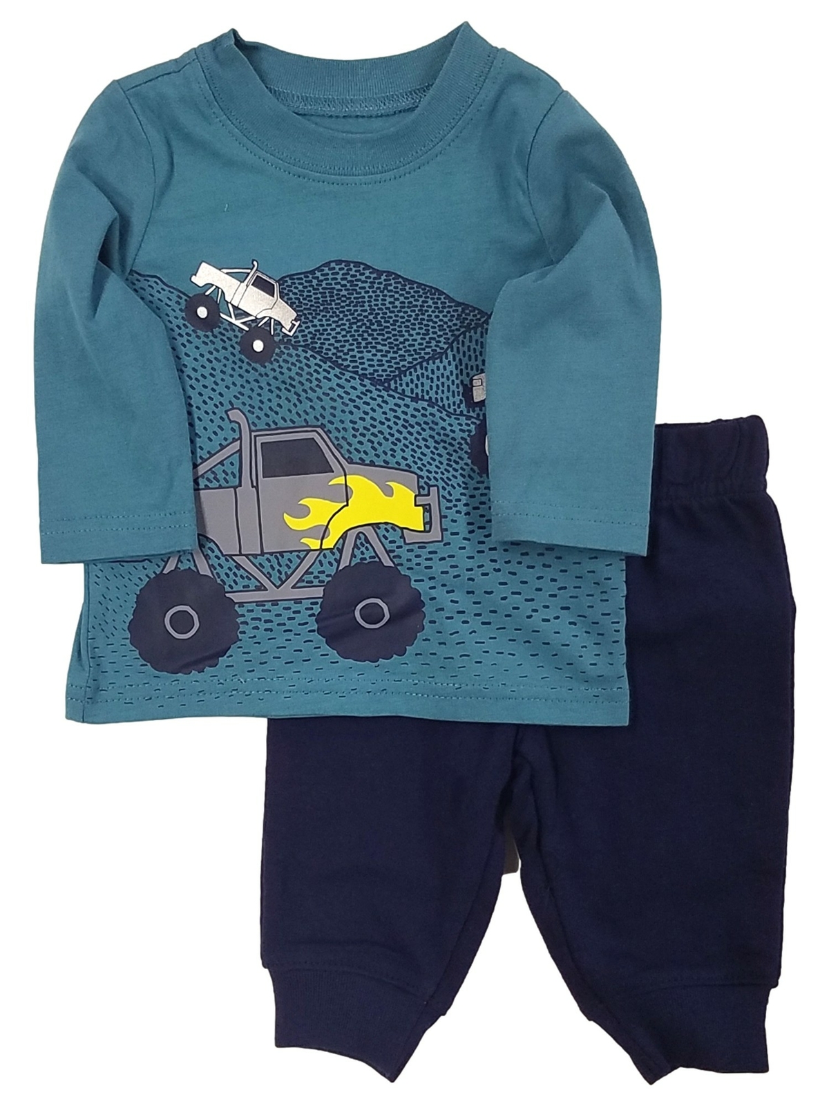 Carters Infant Boys Blue Monster Truck Long Sleeve Top & Pant Set