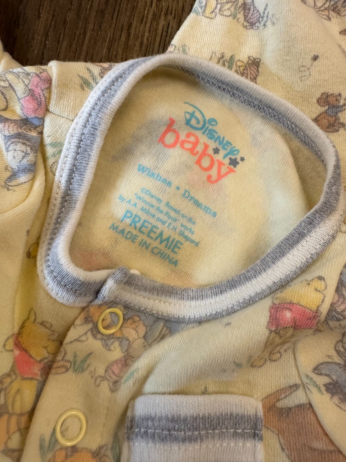Preemie Boy Girl Sleeper Outfit Winnie Pooh Footie Sleep Play Snap Yellow Disney