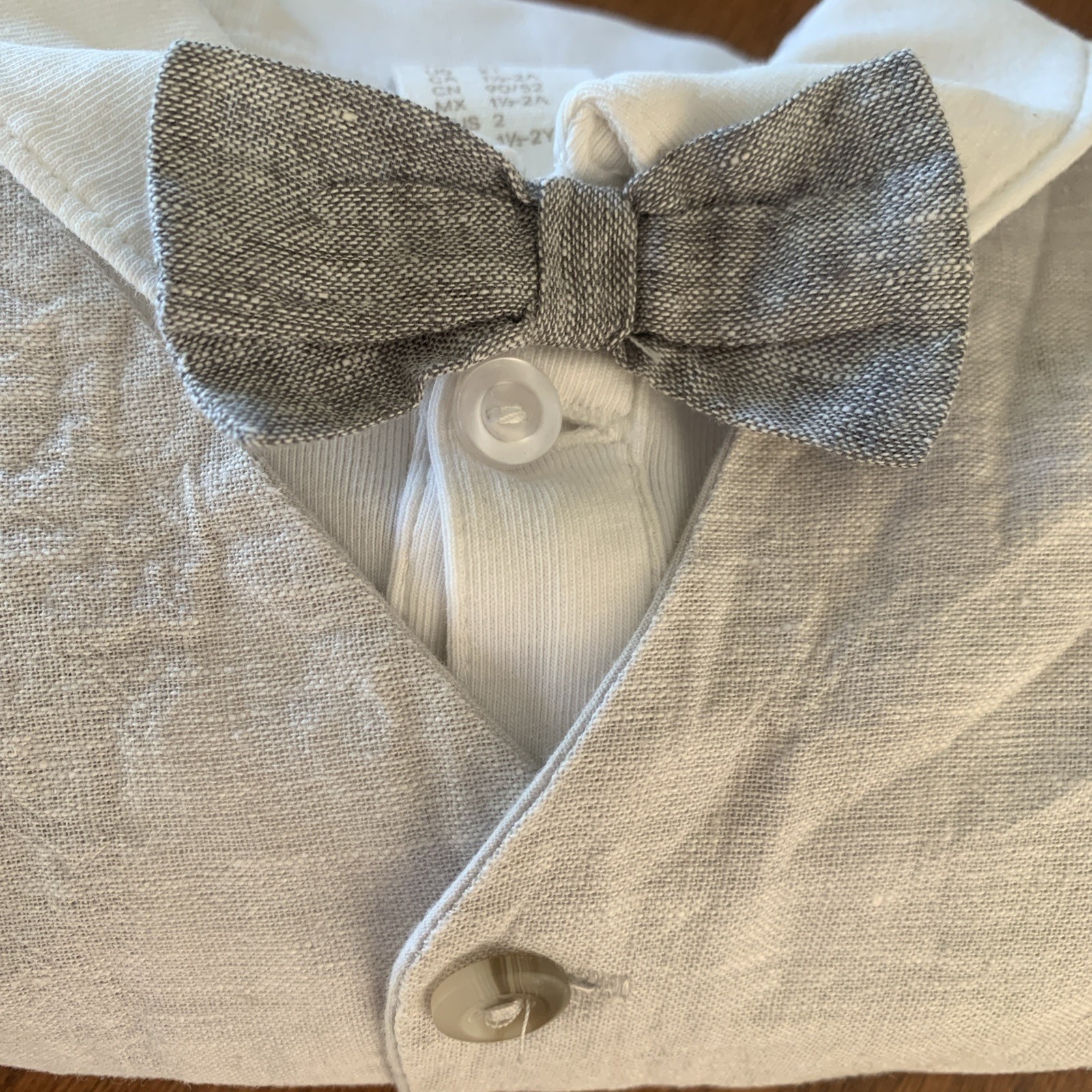 H&M Boy formal wear Bow Tie Bodysuit Linen Vest Shorts Size 2T Outfit Dressy Set