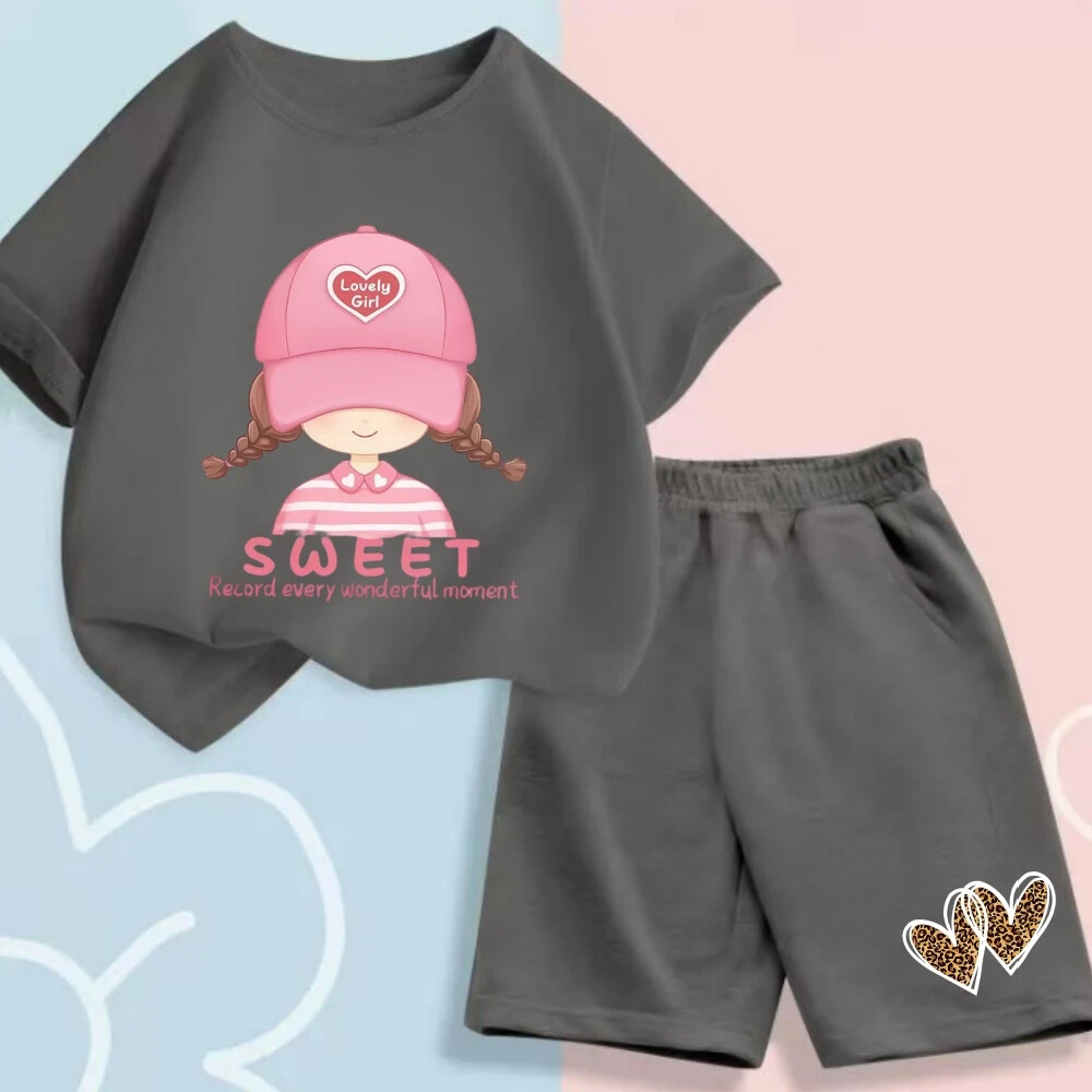 Baby Clothes Set Kid Girls Short Sleeve T-Shirts Top and Shorts Bottom 2 Pieces