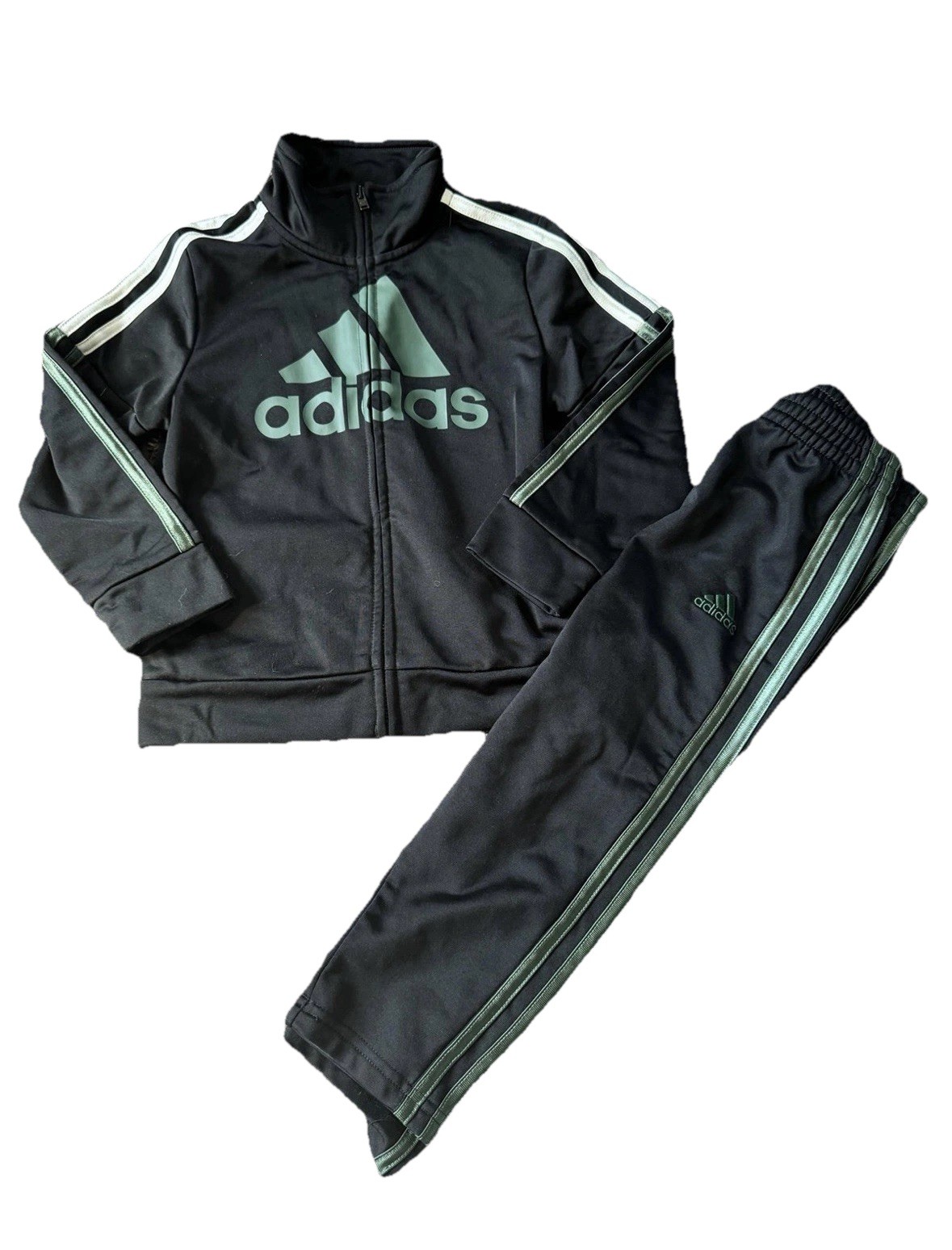 NWOT Full Zip Boys Adidas Two Piece Jacket And Pants Set Size 3T Black/Green