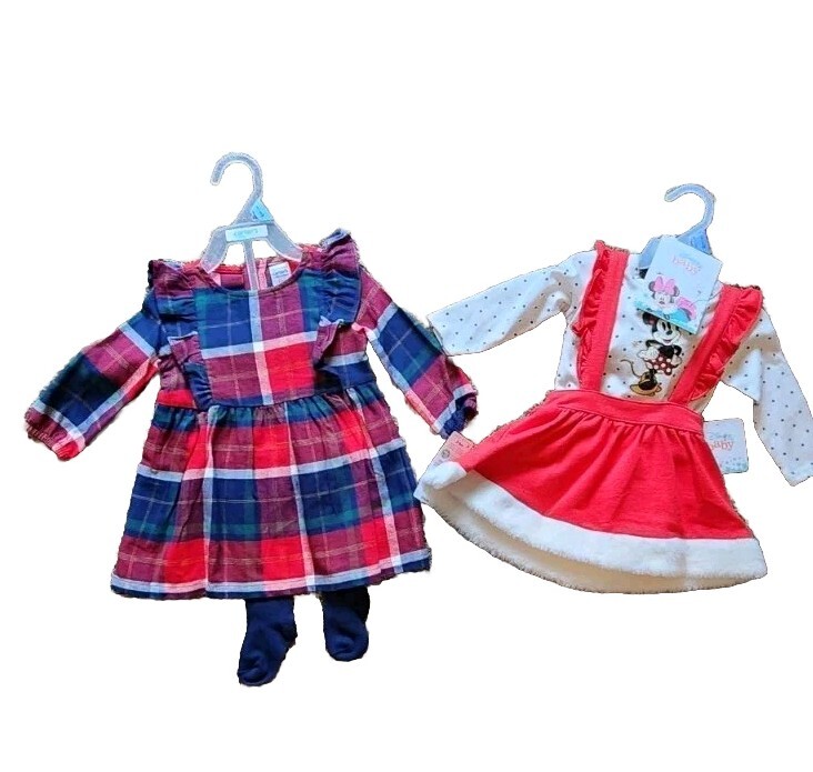 Lot Of 2 Set BabyGirl 3/6 Months Chritsmas Outfit NEW Disney Minnie & Caters