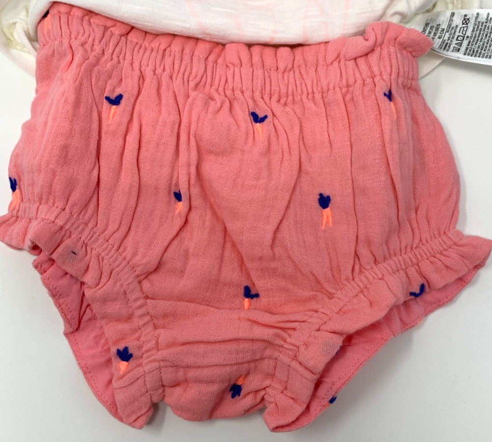 NWT Gap Baby Girl 3-6 Months Coral Easter Peter Rabbit Embroidered Shorts Set