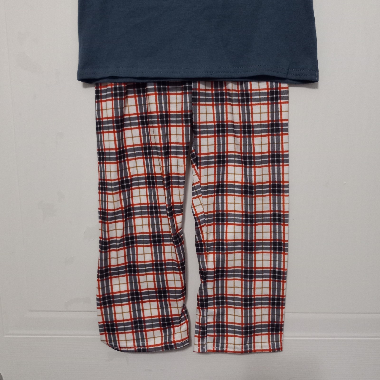 NWT Abby & Evie Boys 3T Dogs Football Plaid Pants Set Embroidered Short Sleeve