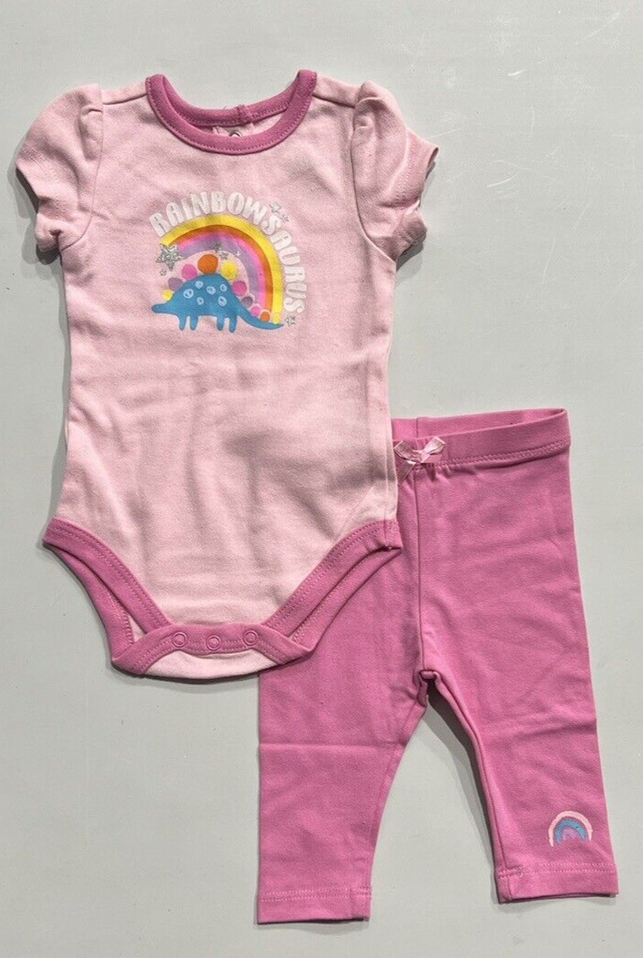Girls Size 18M Kids Headquarters 4-Piece Set Pant Outfits Dinosaur Hoodie Pink