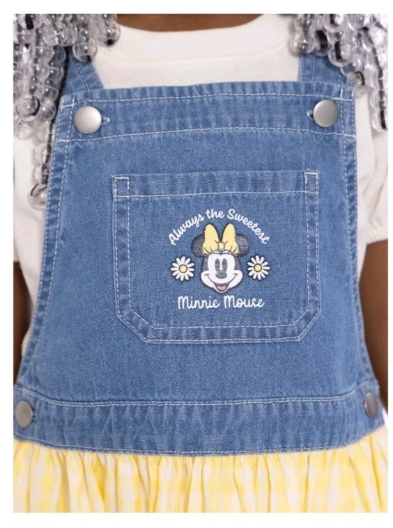 Disney Baby Minnie Mouse Sweetest Girl 2 Piece Denim Romper Dress Set 12 Month