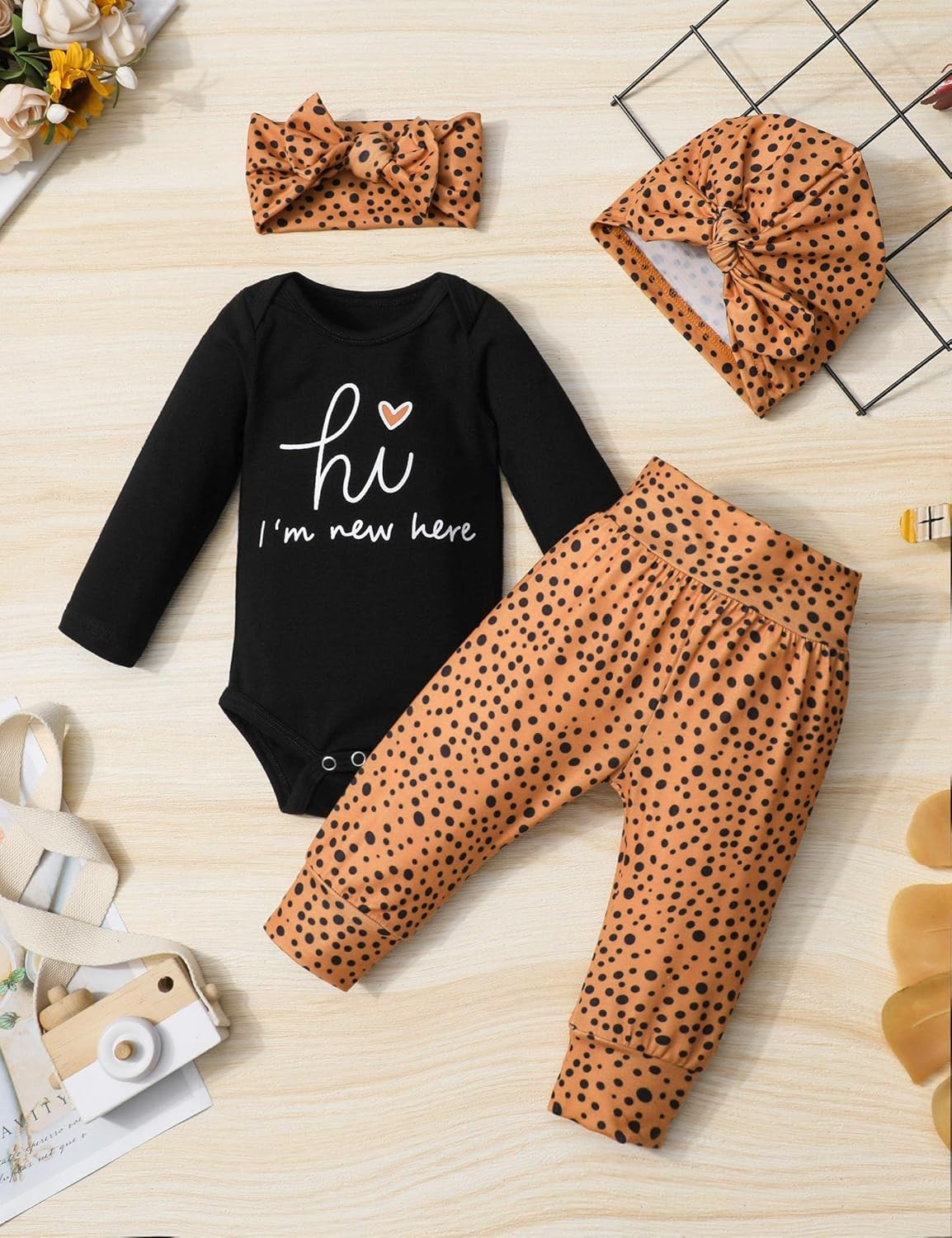 Newborn Baby Girl Clothes Hi I’M New Here Newborn Outfit Infant Romper Floral Pa