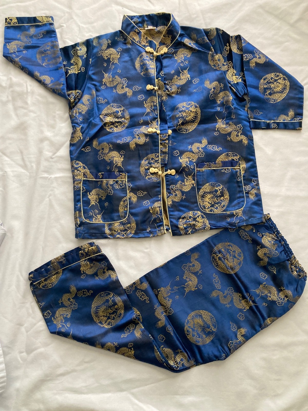 Traditional Dragon Chinese New Year Costume Blue Gold Asian Boy 4-6 Year