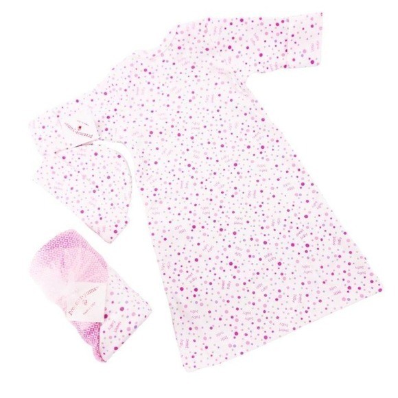 NWT 6-8 Pounds Newborn Gown Pink Polka Dot