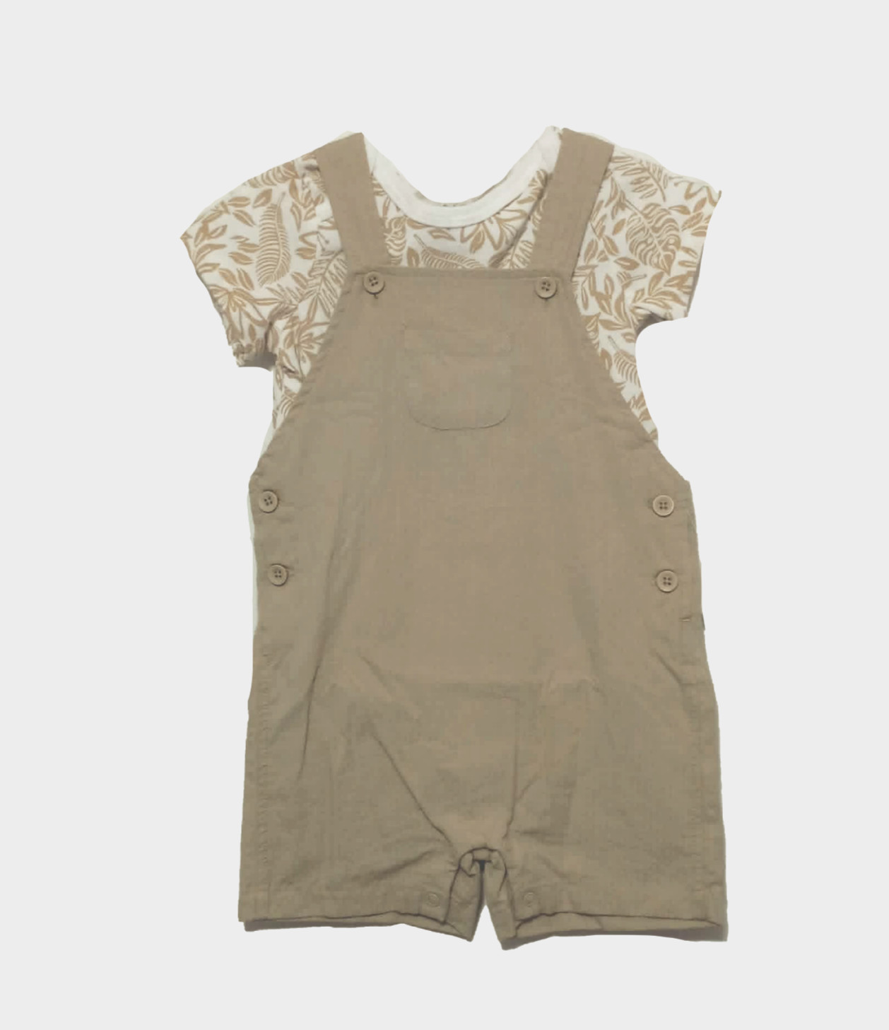 NWT First Impressions Boys Khaki Shortall Set 24 Months Pocket Short Sleeve
