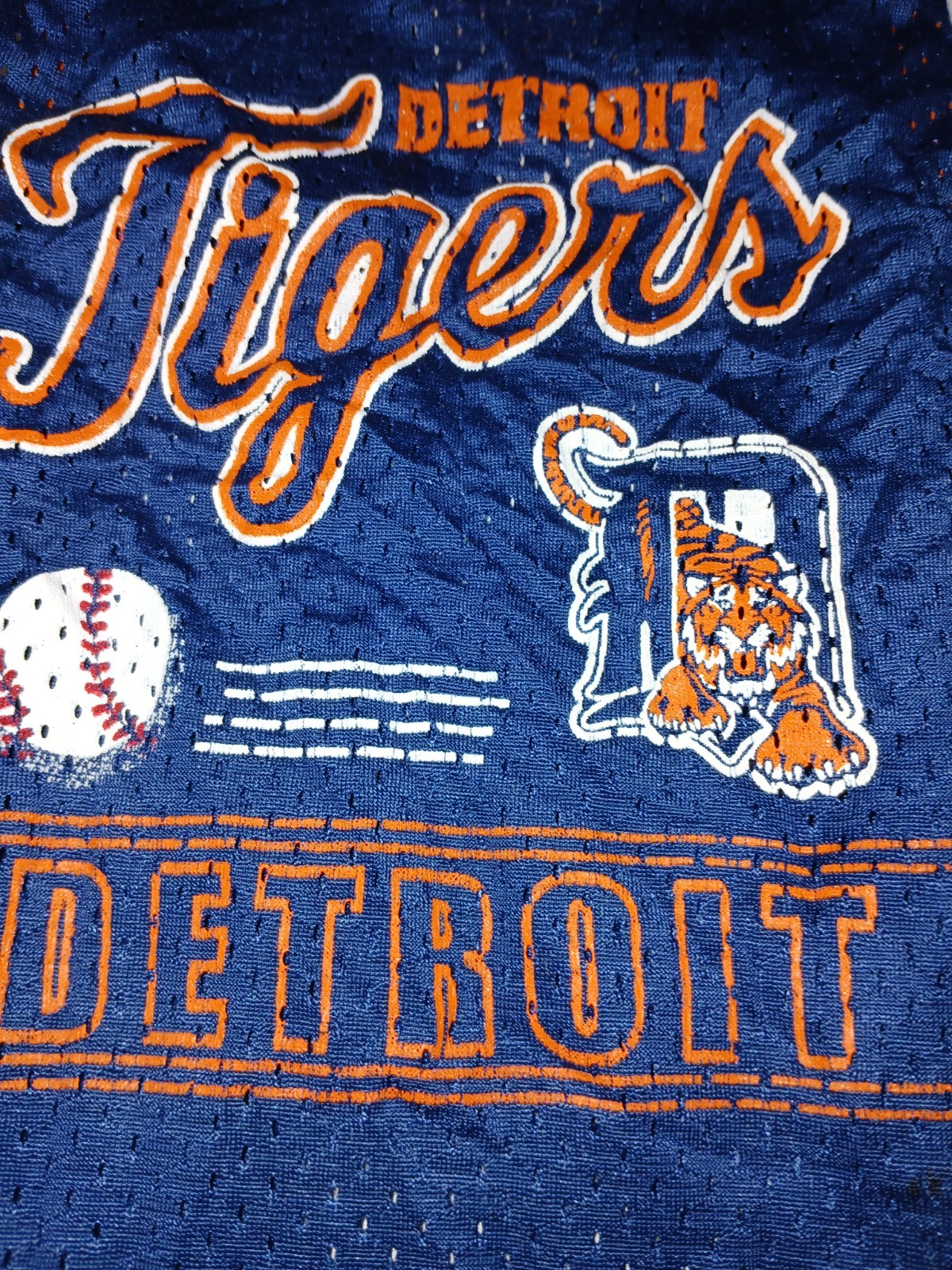 VTG 70s 80s Babyfair Detroit Tigers MLB 2pc Mesh Tank & Shorts Blue/Orange 3T