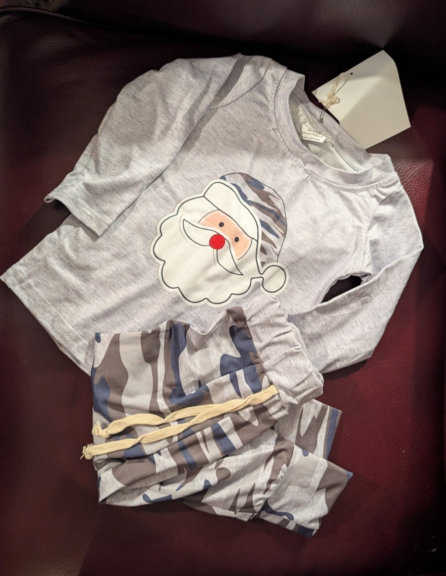 New Boutique Boys Pants Set Long sleeve Camo Santa Gray Black Brown