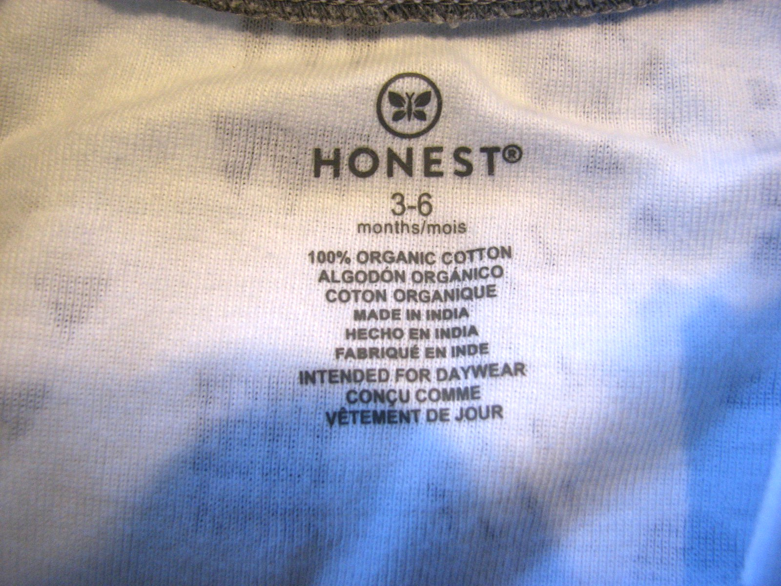 Honest Baby Footed Sleeper 100% Organic Cotton Sz 3-6 Mos. Geometric Pattern NWT