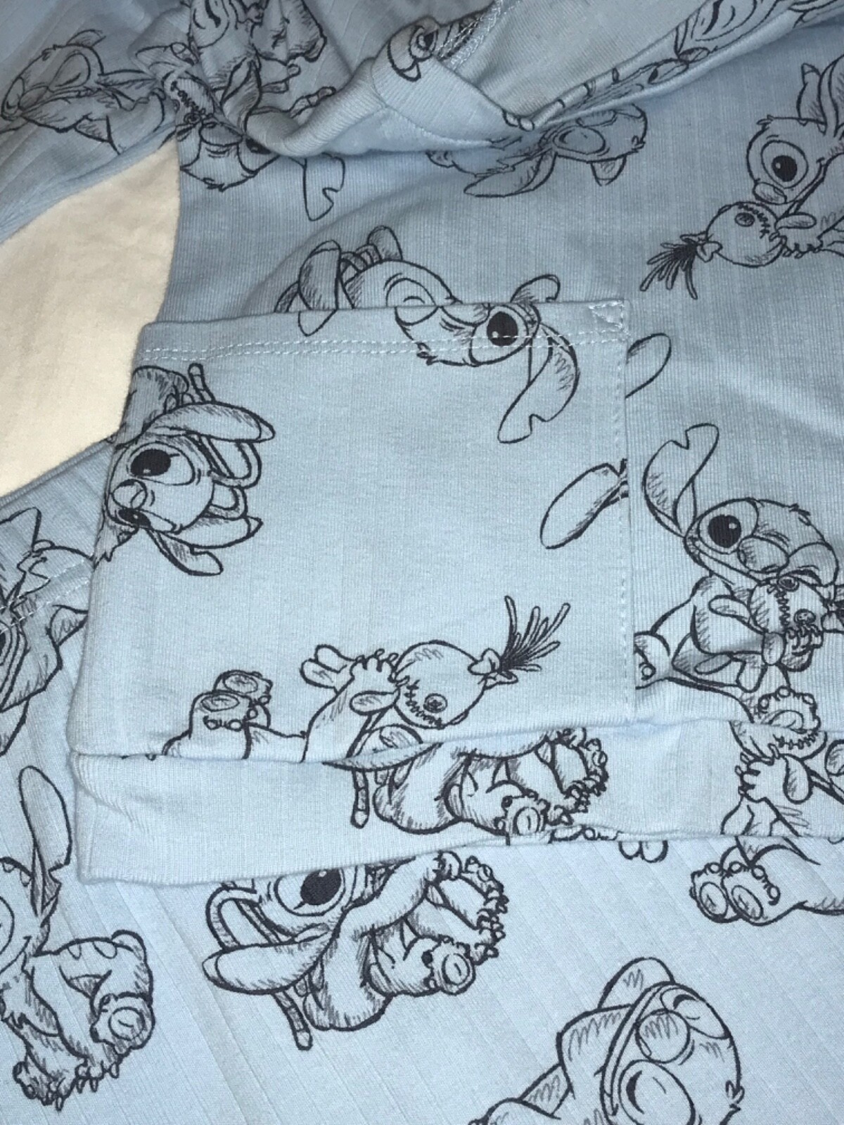 STITCH NEW 24M 2PC BLU RIBBED COT LNG SLV TOP & PANTS SET STITCH & ANGEL DISNEY
