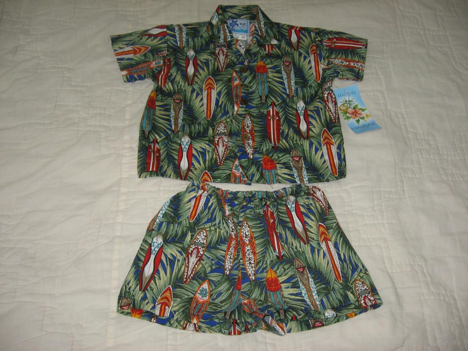 RJC Baby Hawaiian Surfboard Shirt and Shorts 24 Months New Tag