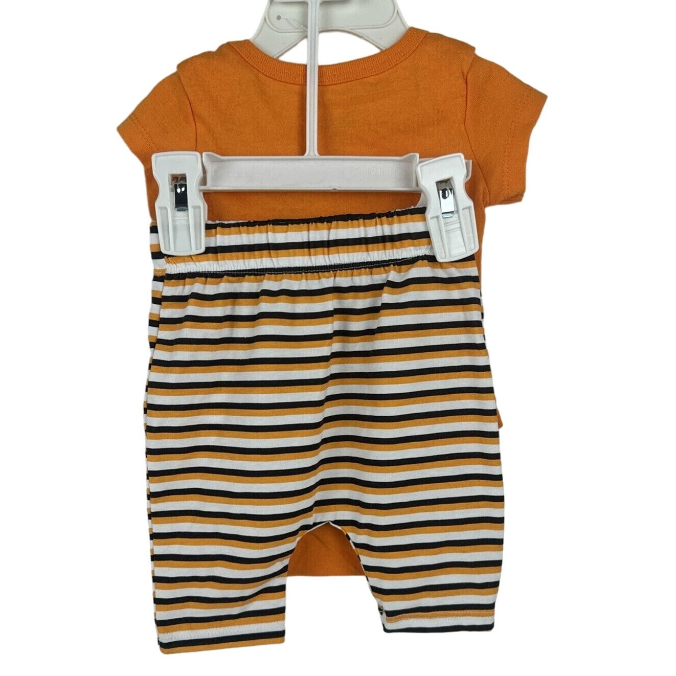 Newborn Halloween Pumpkin Face Bodysuit & Striped Pants Set