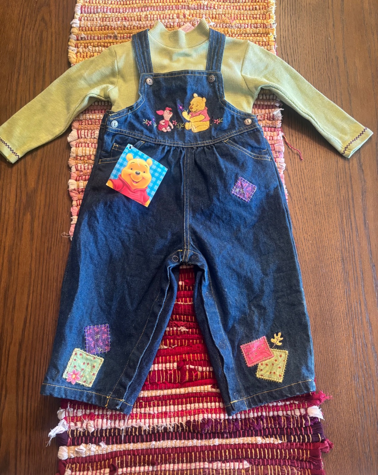 Vintage Winnie The Pooh Baby Girl Clothes Overalls Set