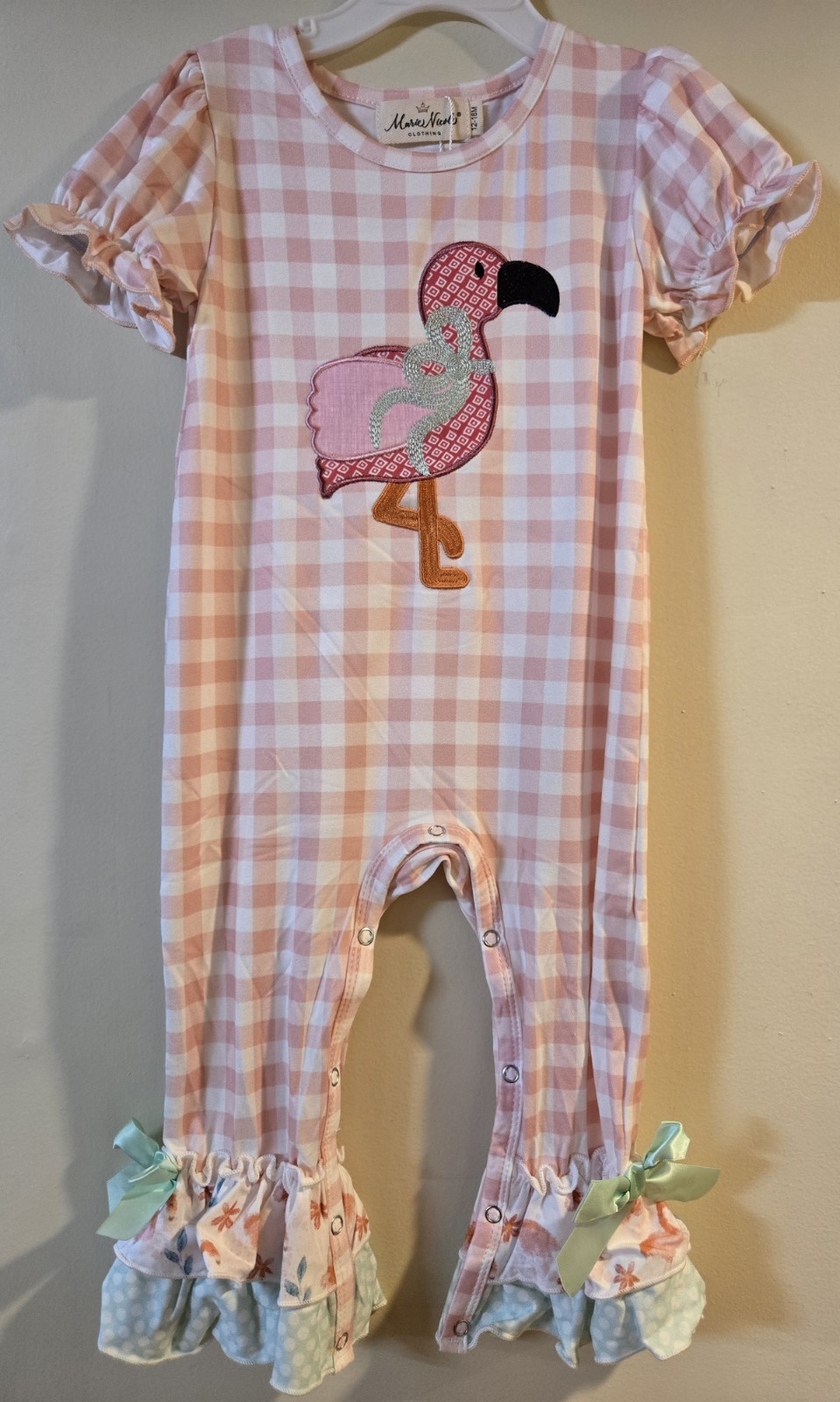 Marie Nicole Clothing Girls 12-18 Months Flamingo Pink One Piece Outfit NWT Cute