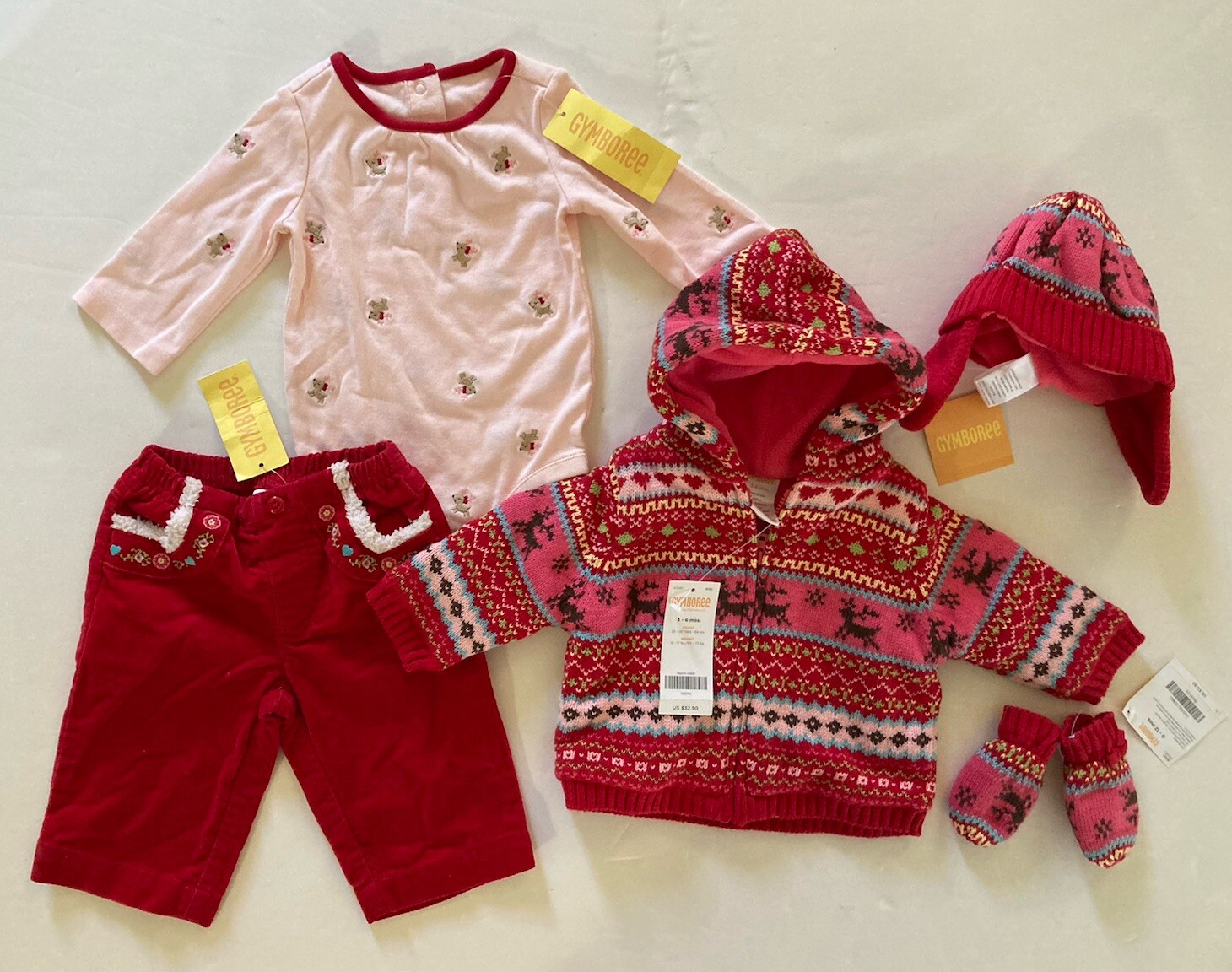 NWT Gymboree Colorful Village 3-6 Month Red Reindeer Fleece Lined Sweater Outfit