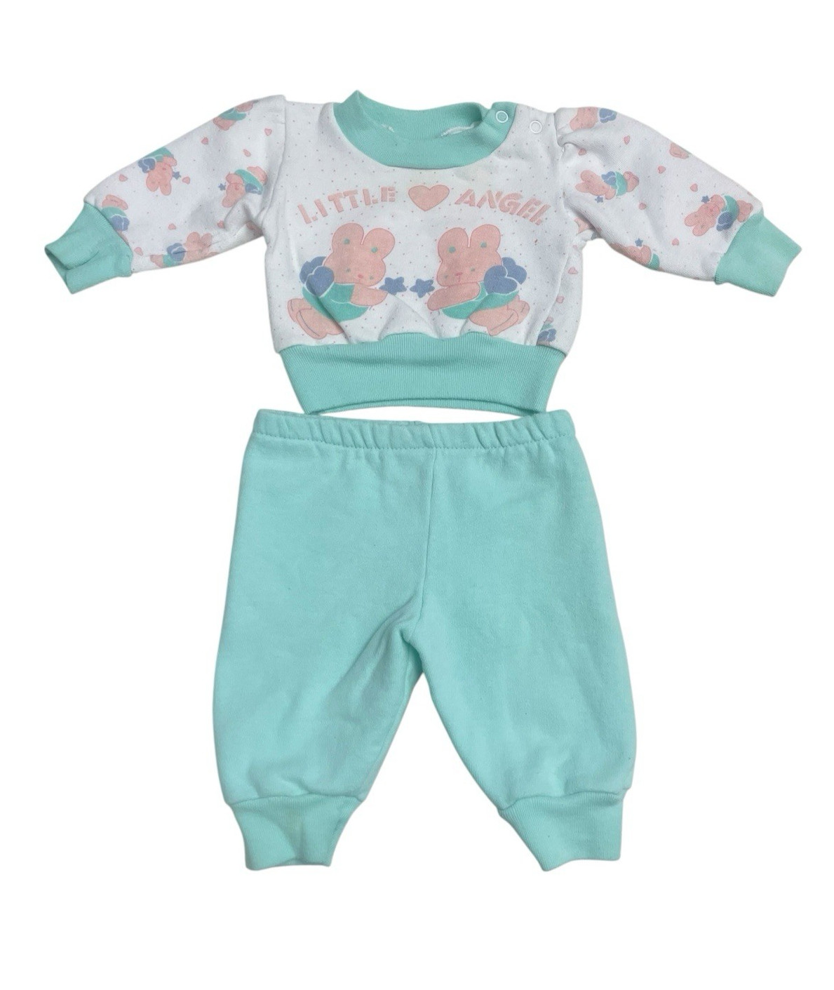 Vintage Hopscotch Baby Outfit 0-6 Months Graphic Pullover and Pants Set Unisex