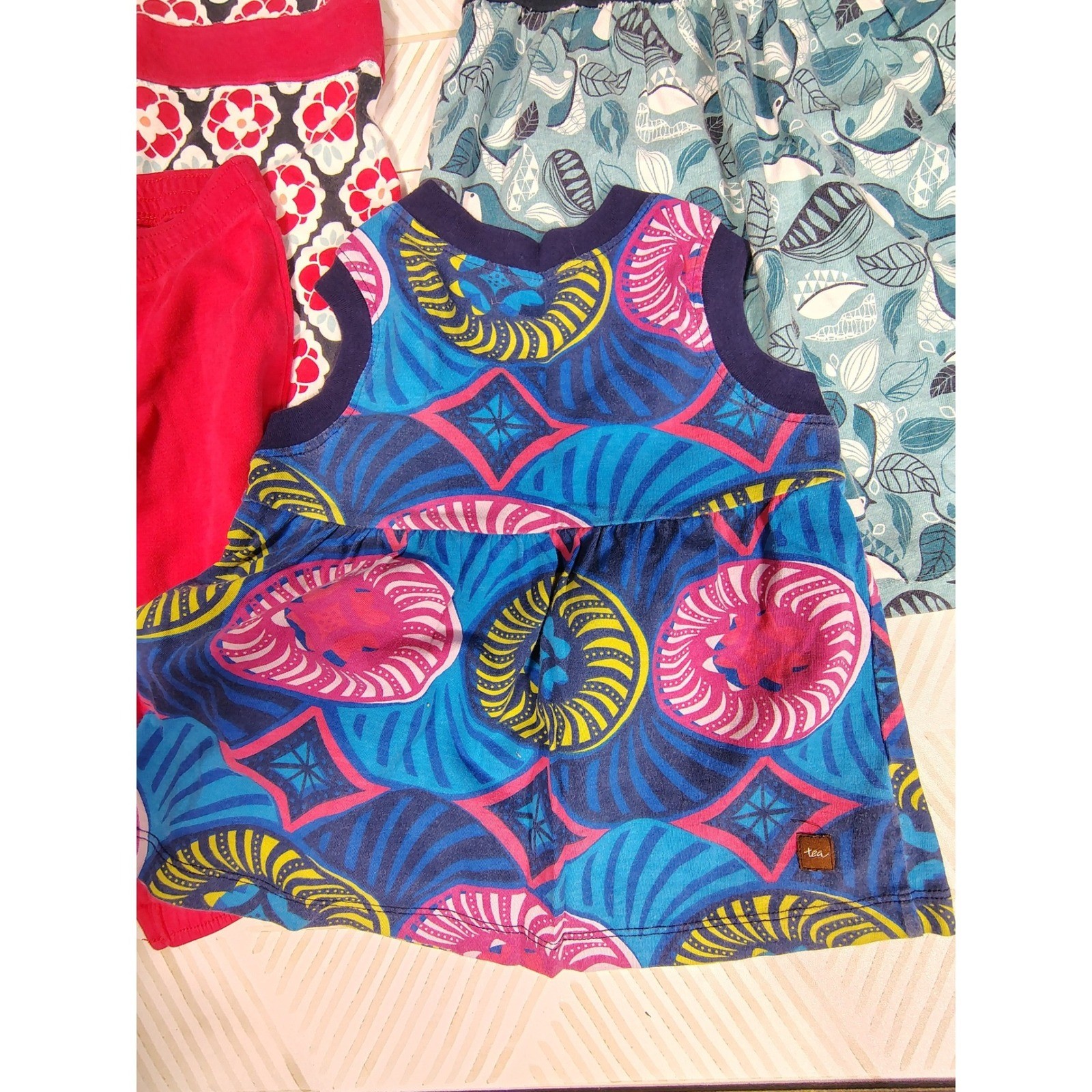 Tea Collection Girls Dress and Leggings Bundle Set 4pc Size XS 2-3 Floral Bird
