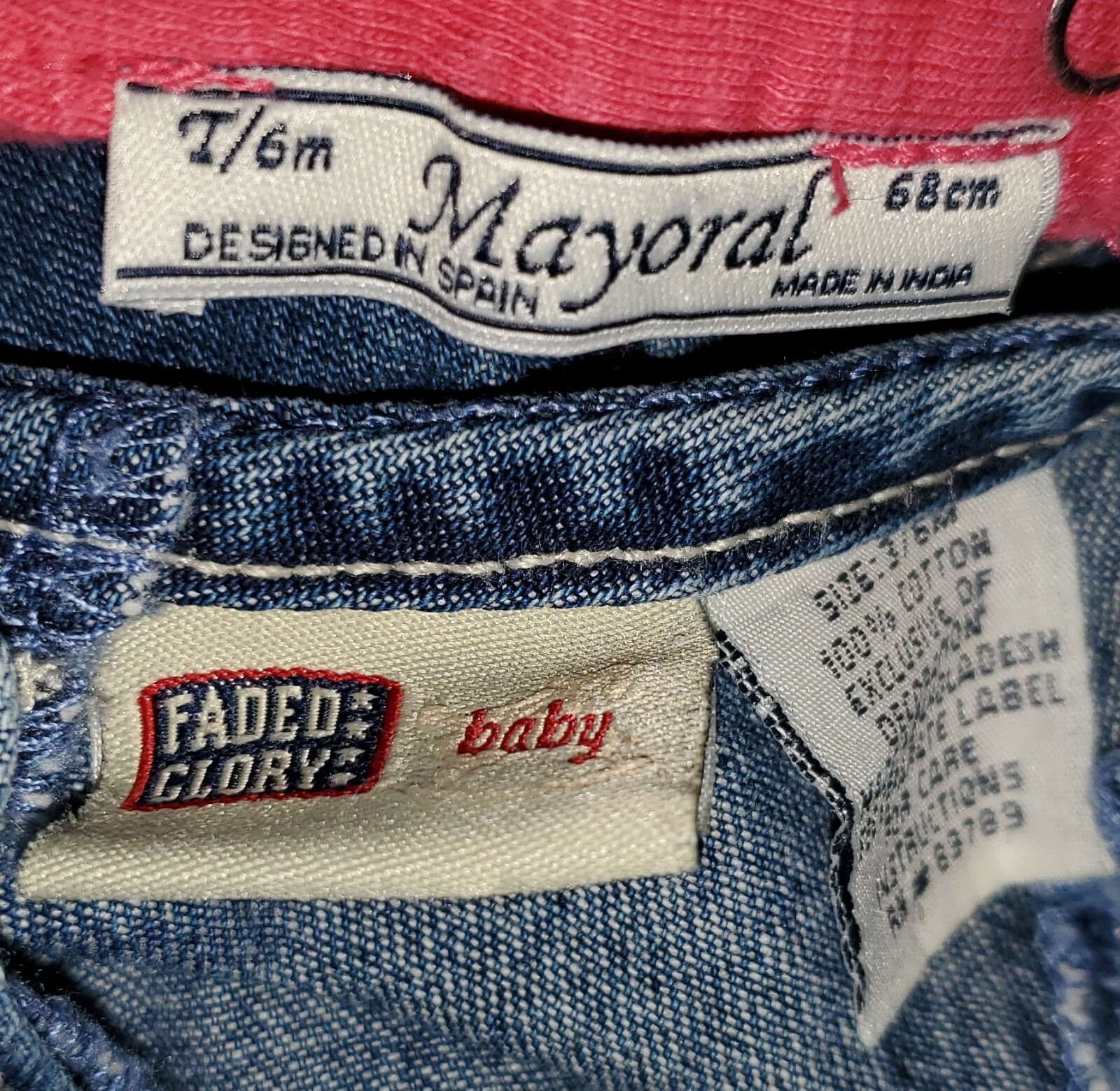 Lot Outfit Faded Glory Pink Floral Denim Dress Mayoral Shirt 3-6 months *22