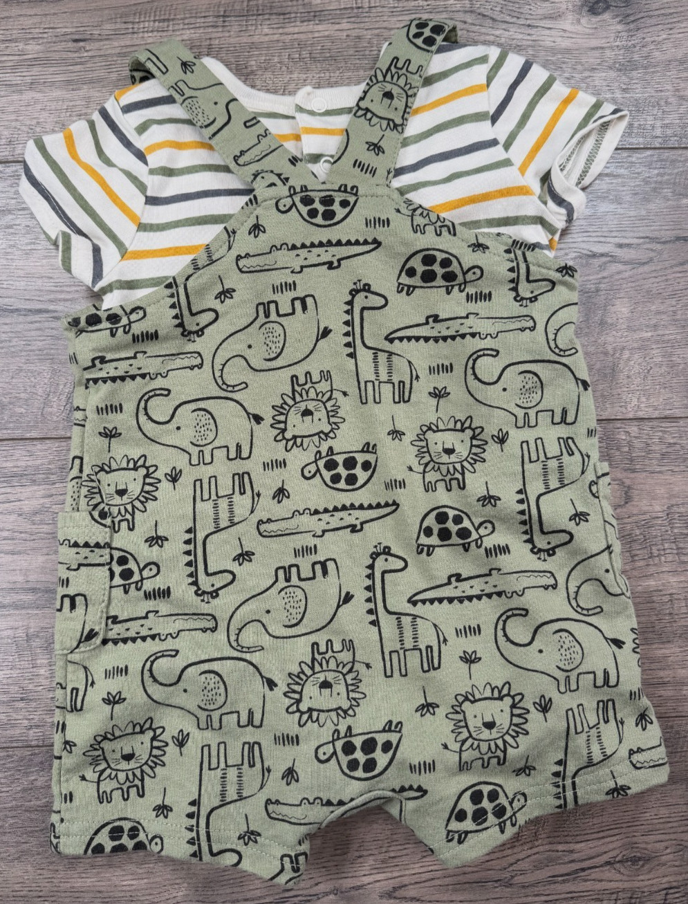 Baby Boy Clothes Max & Marcus 24 Month 2pc Safari Zoo Animals Shortalls Outfit