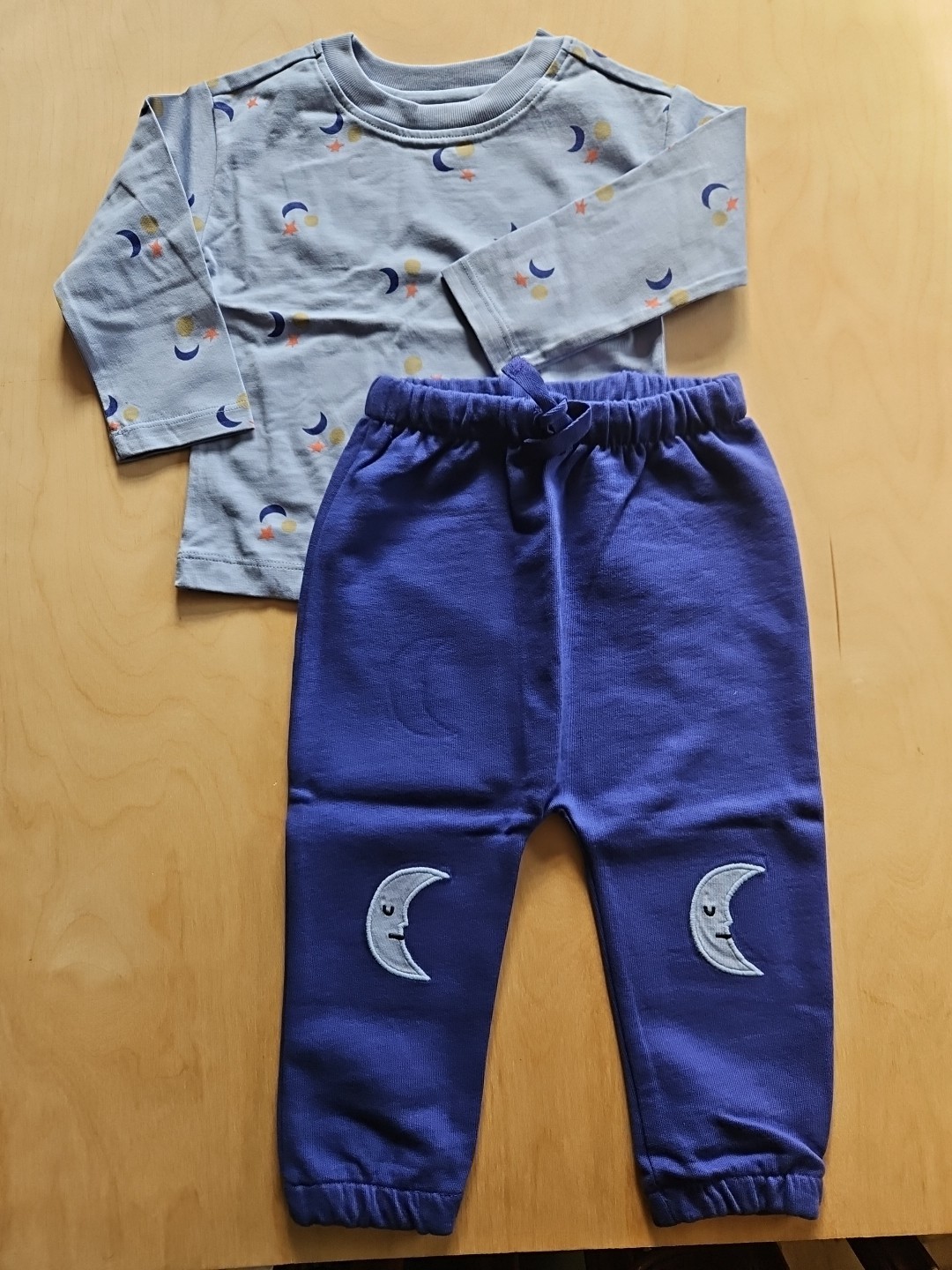 NWT HANNA ANDERSSON SUN MOON BLUE LONG SLEEVE TEE SWEATPANTS SET 85 2T $60