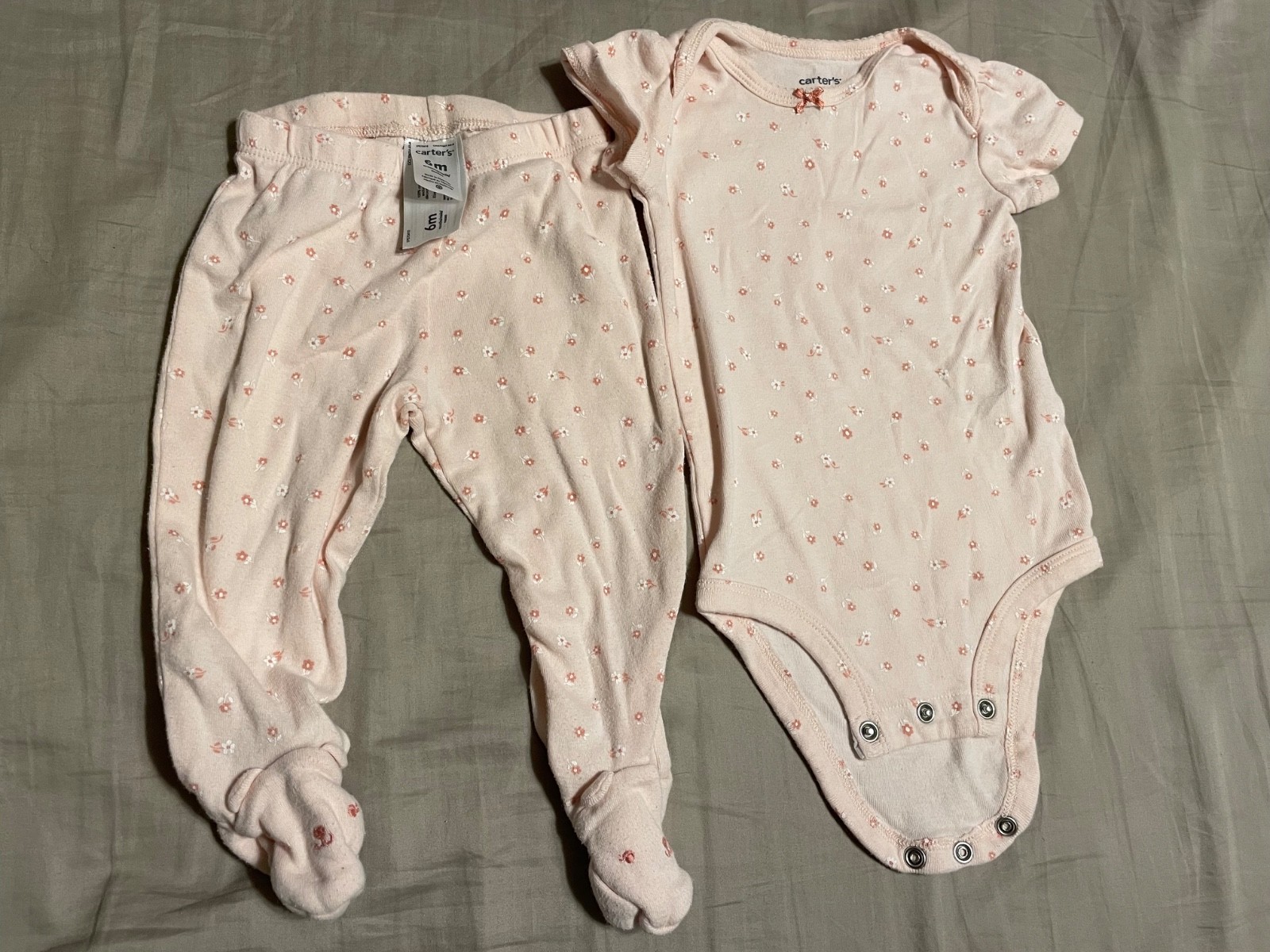 Baby Girl Clothes 6m, Carter’s, four outfits, 8 pieces, 2 jumpsuits